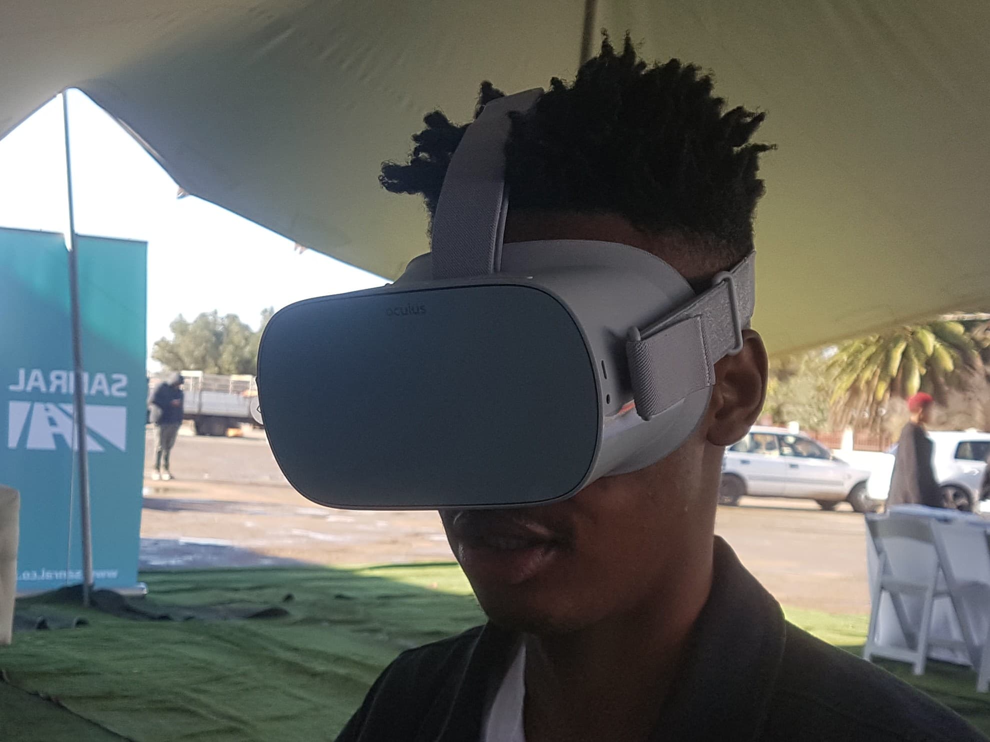 Community attendee experiencing road safety in VR