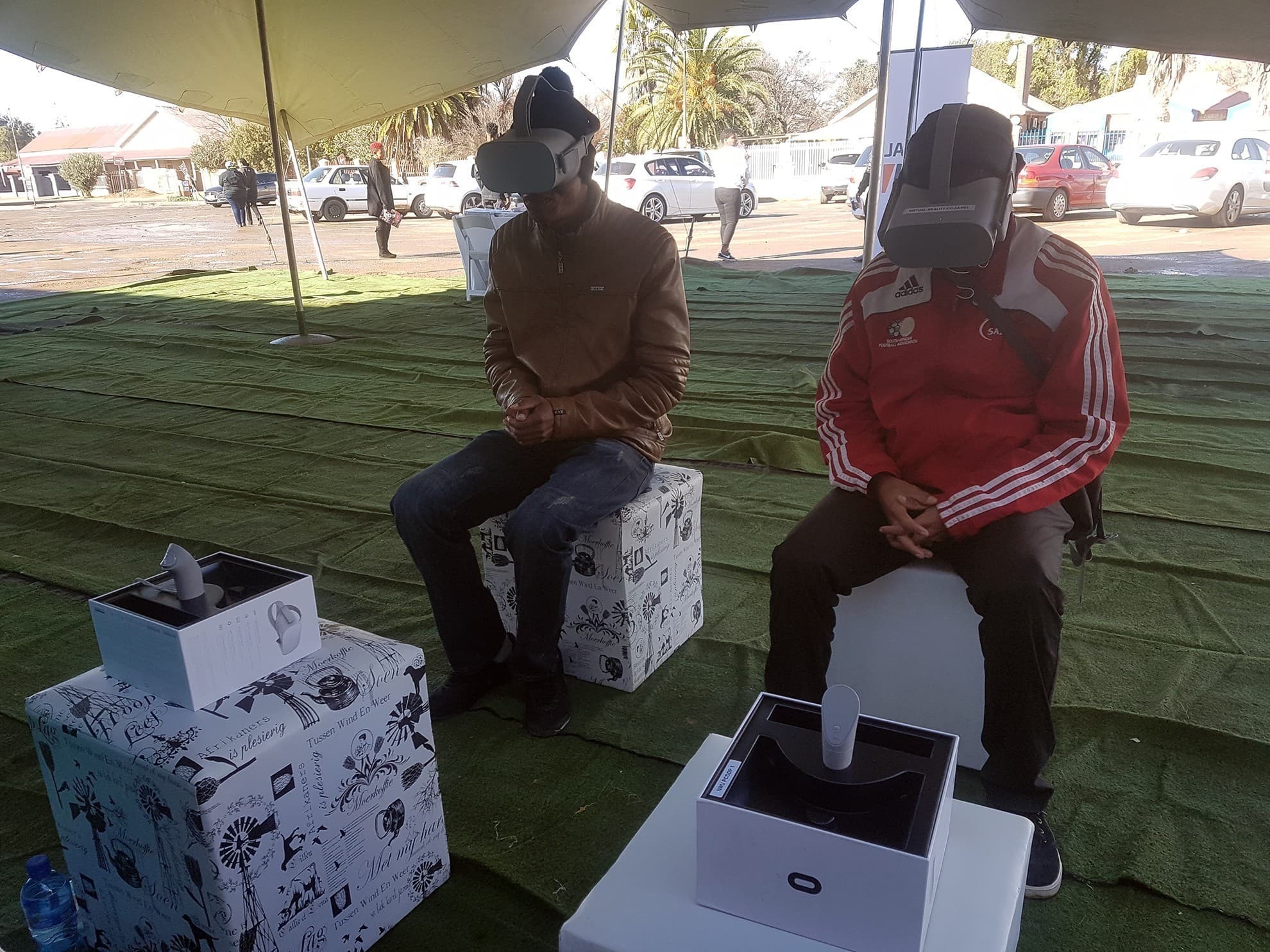 Participant fully immersed in the 360 video content