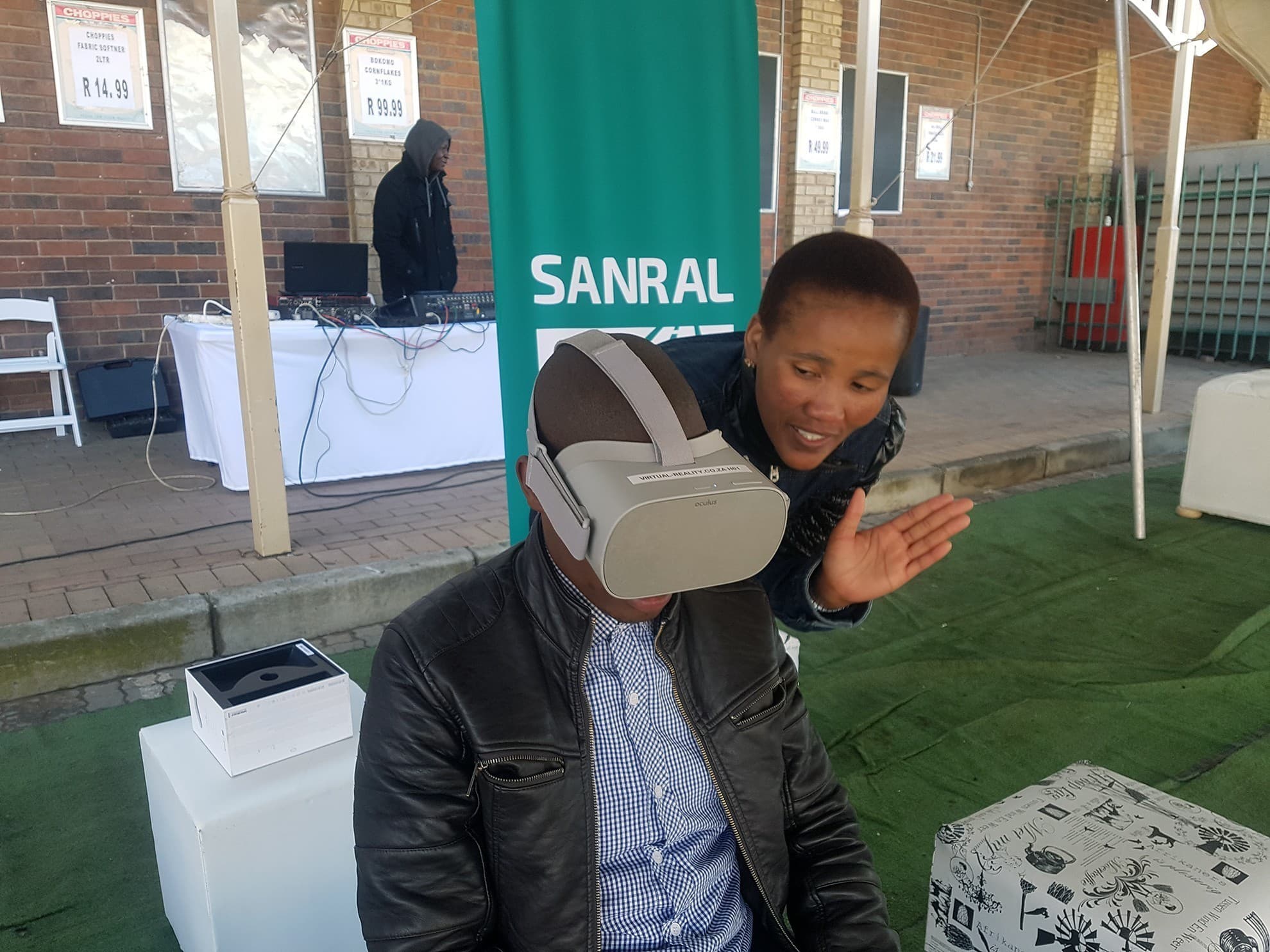 Young driver trying the immersive safety simulation