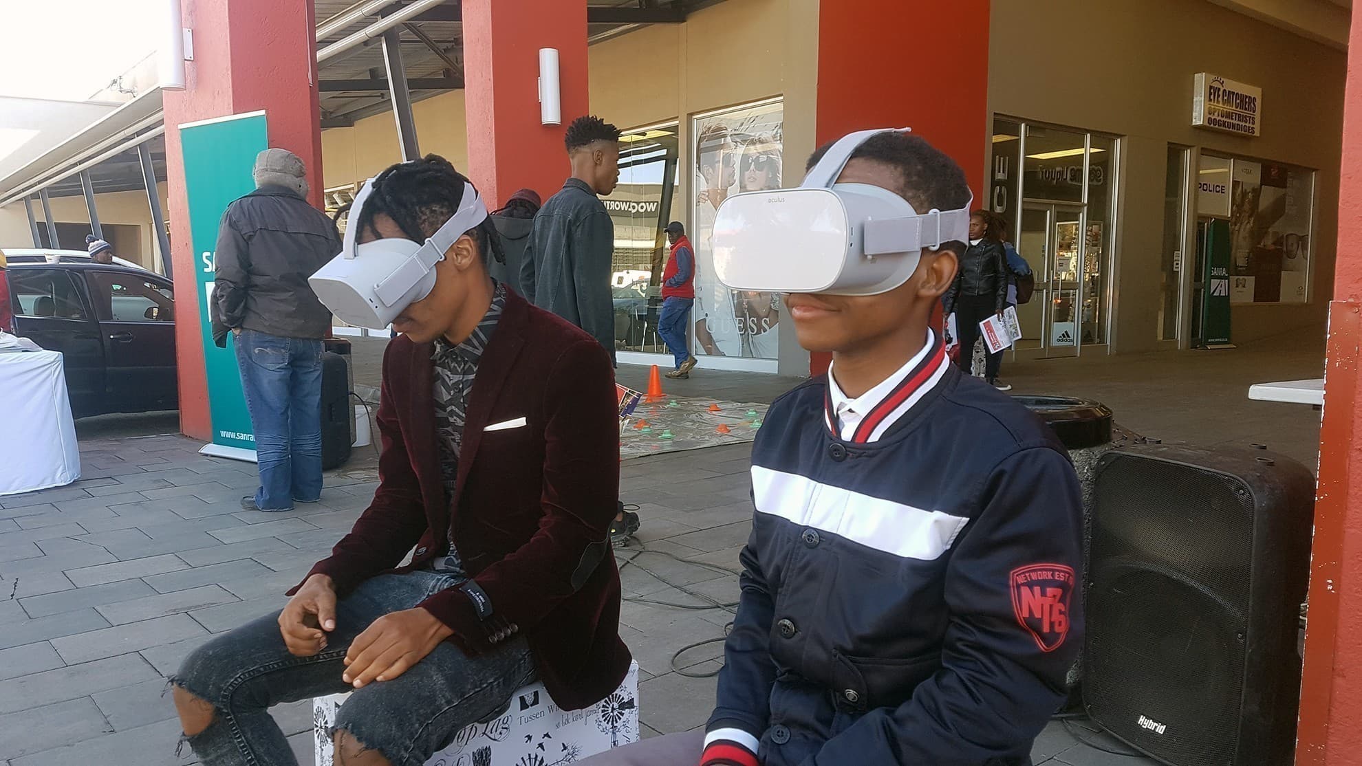 Community member trying the virtual reality experience