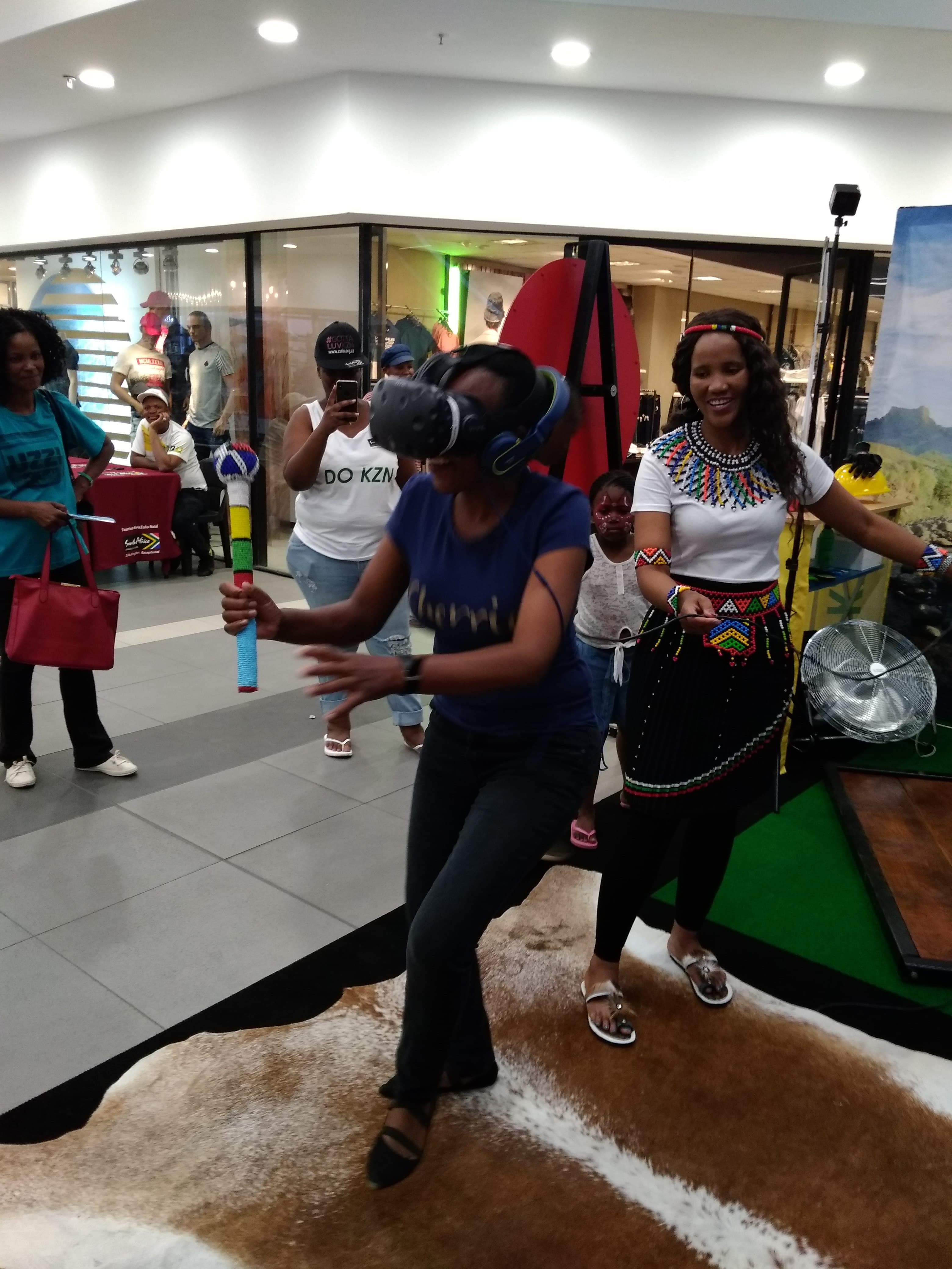 Traditional Zulu Dancing VR experience with authentic Nguni props and attire