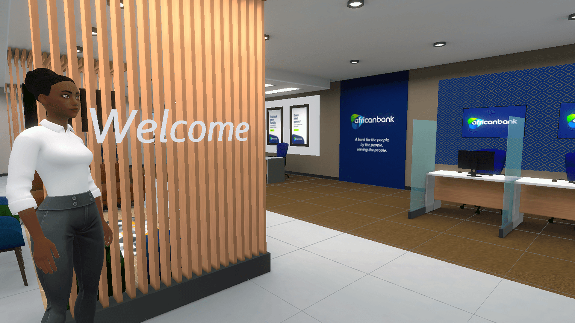African Bank virtual reality branch reception area