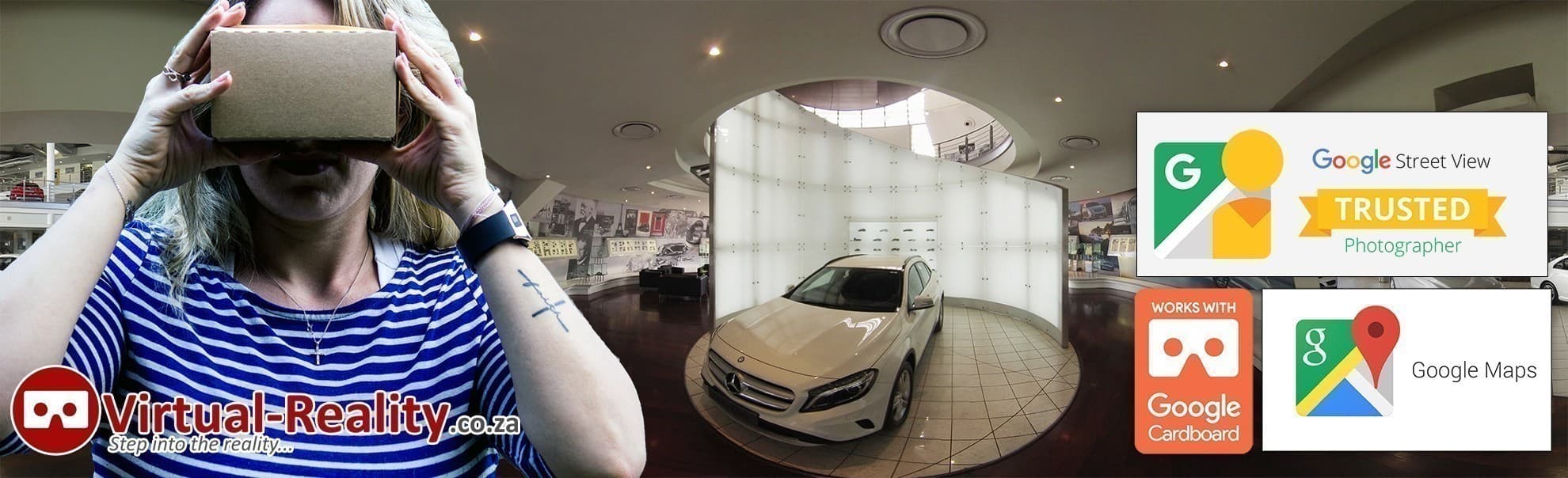 Google Street View virtual tour camera setup on tripod inside a commercial building