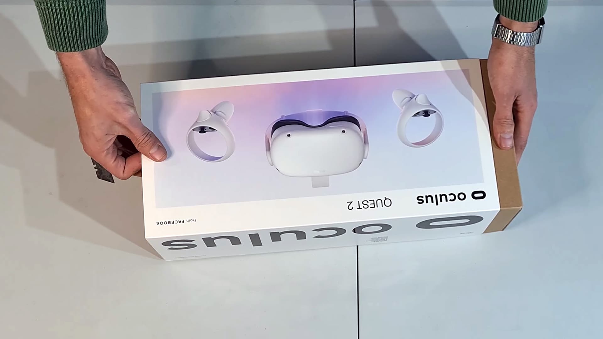 Oculus Quest 2 headset and packaging being unboxed