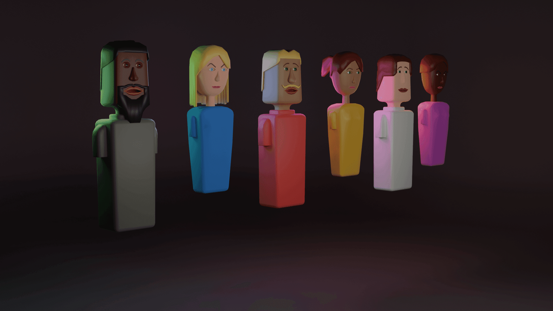 A selection of stylised avatars with different hairstyles and facial features