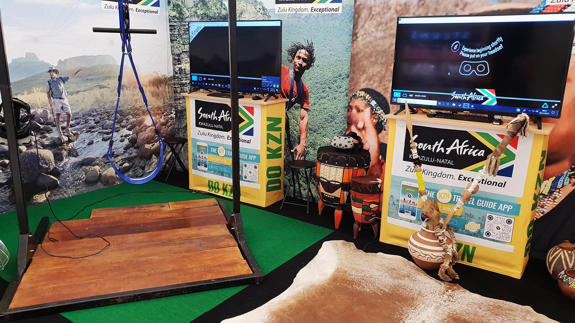 Physical stand props complementing the virtual reality immersion