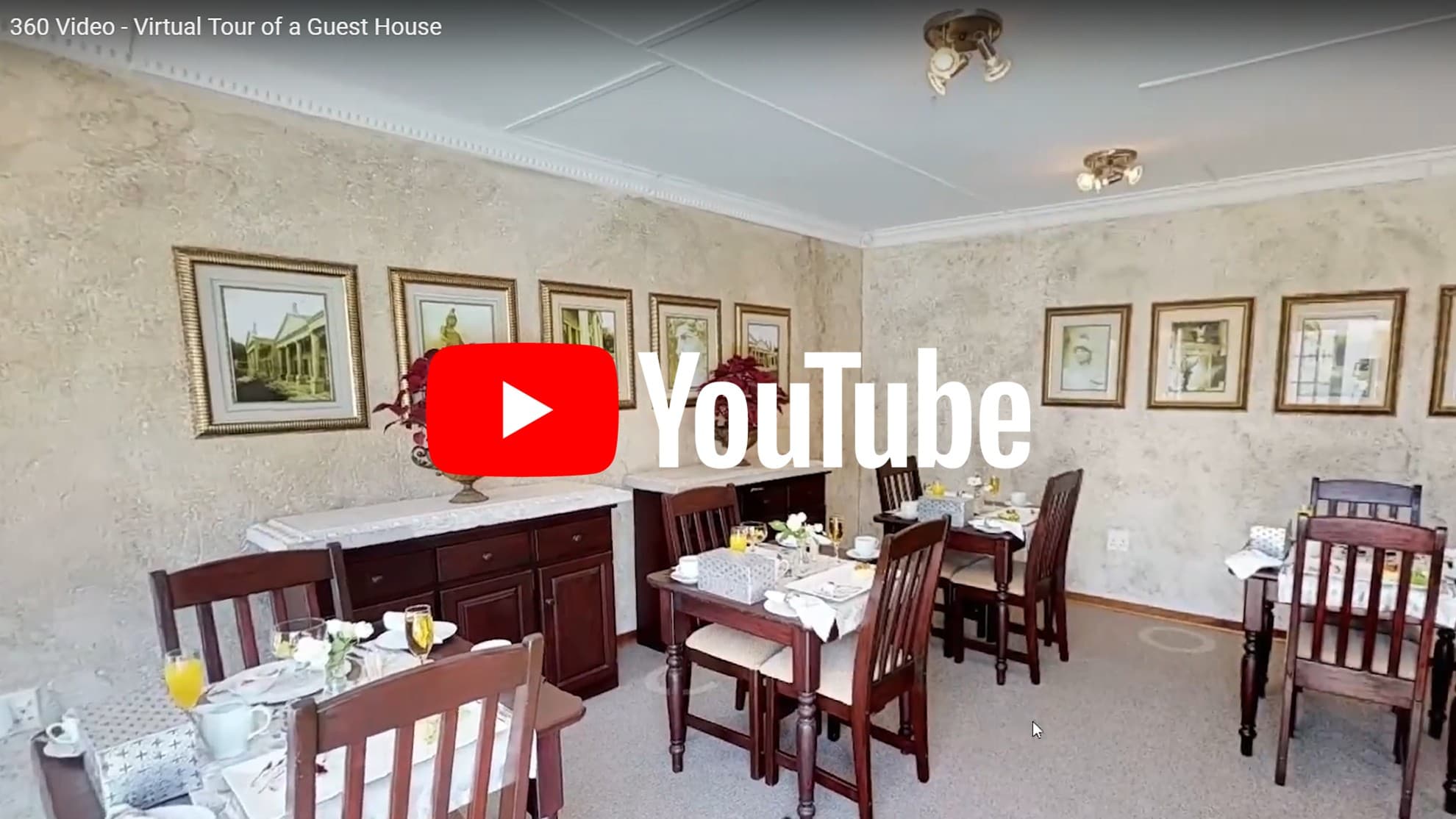 A guest house dining room shown in the virtual walkthrough