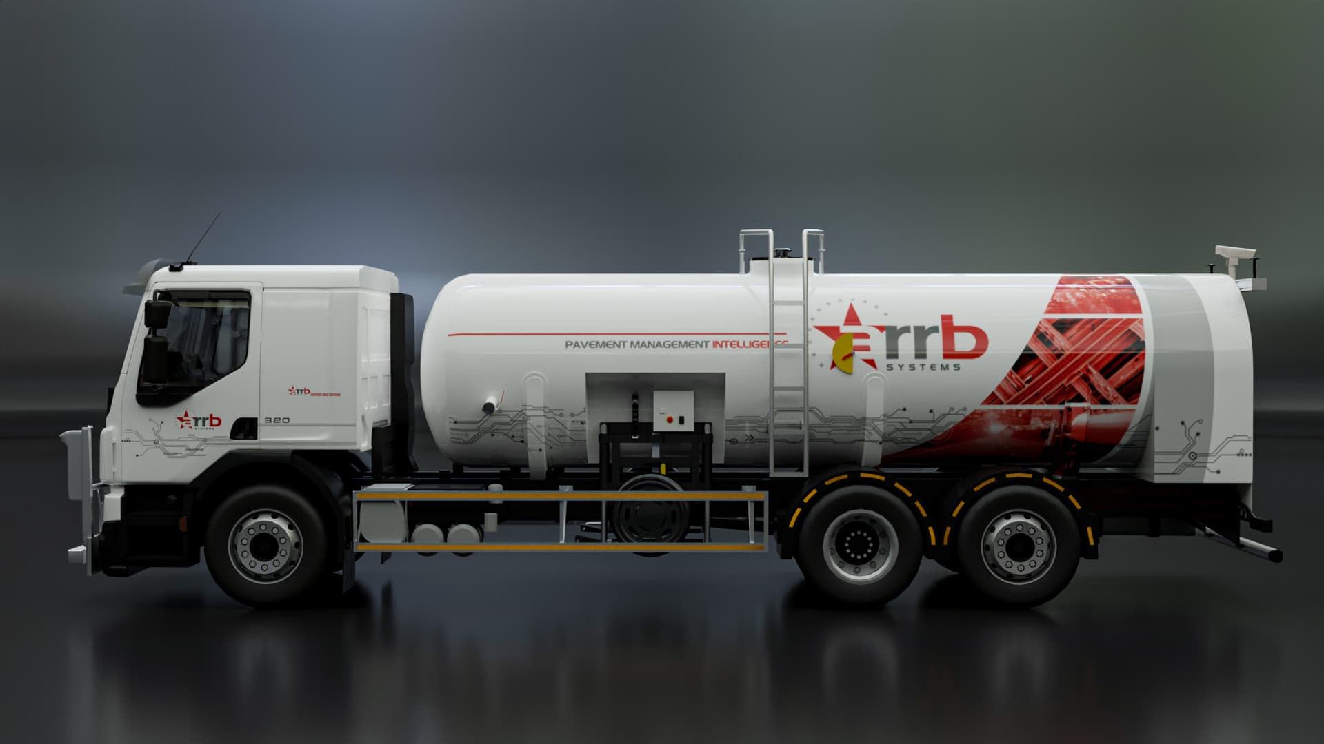 Detailed 3D render of an ARRB road assessment tanker