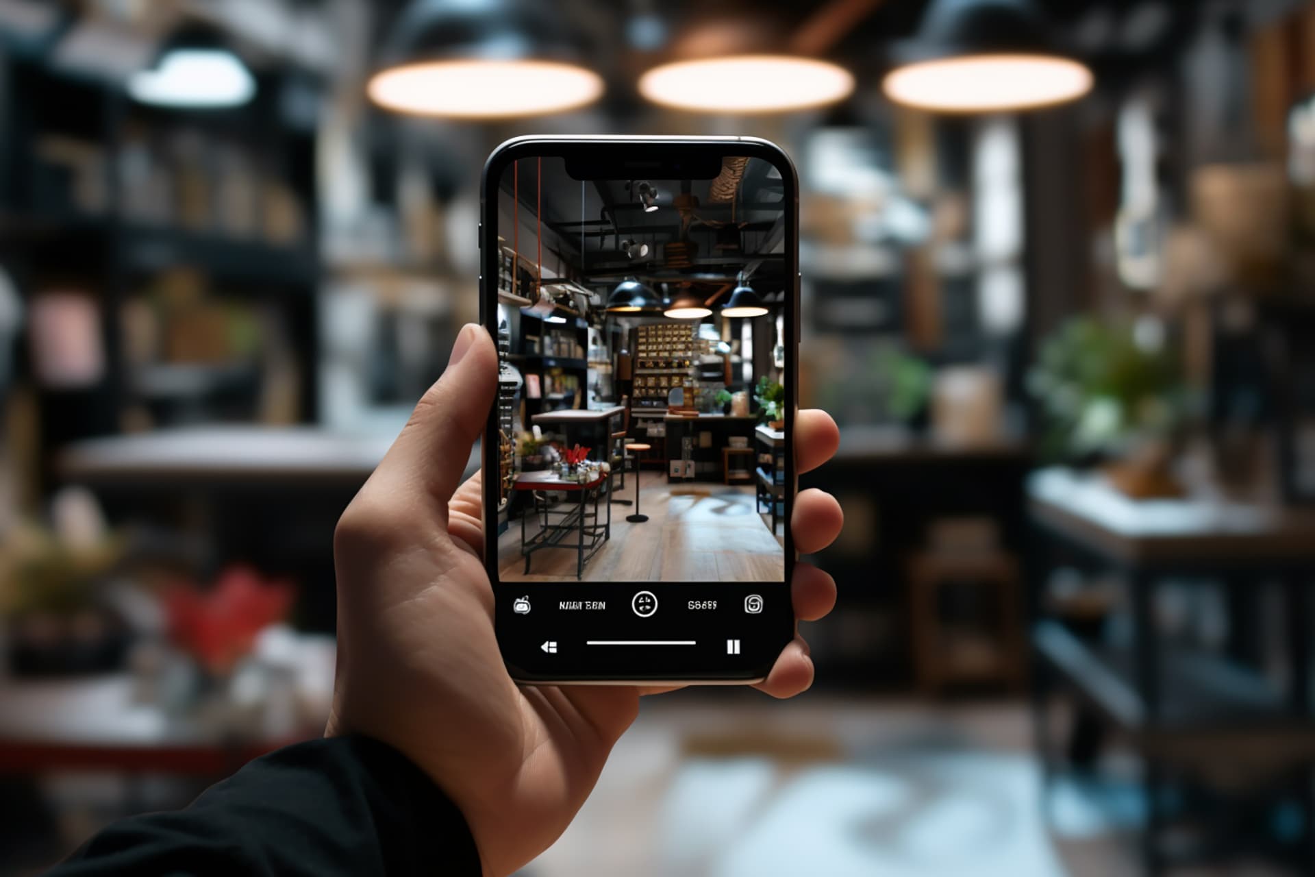 Illustration of a smartphone viewing a real-world interior