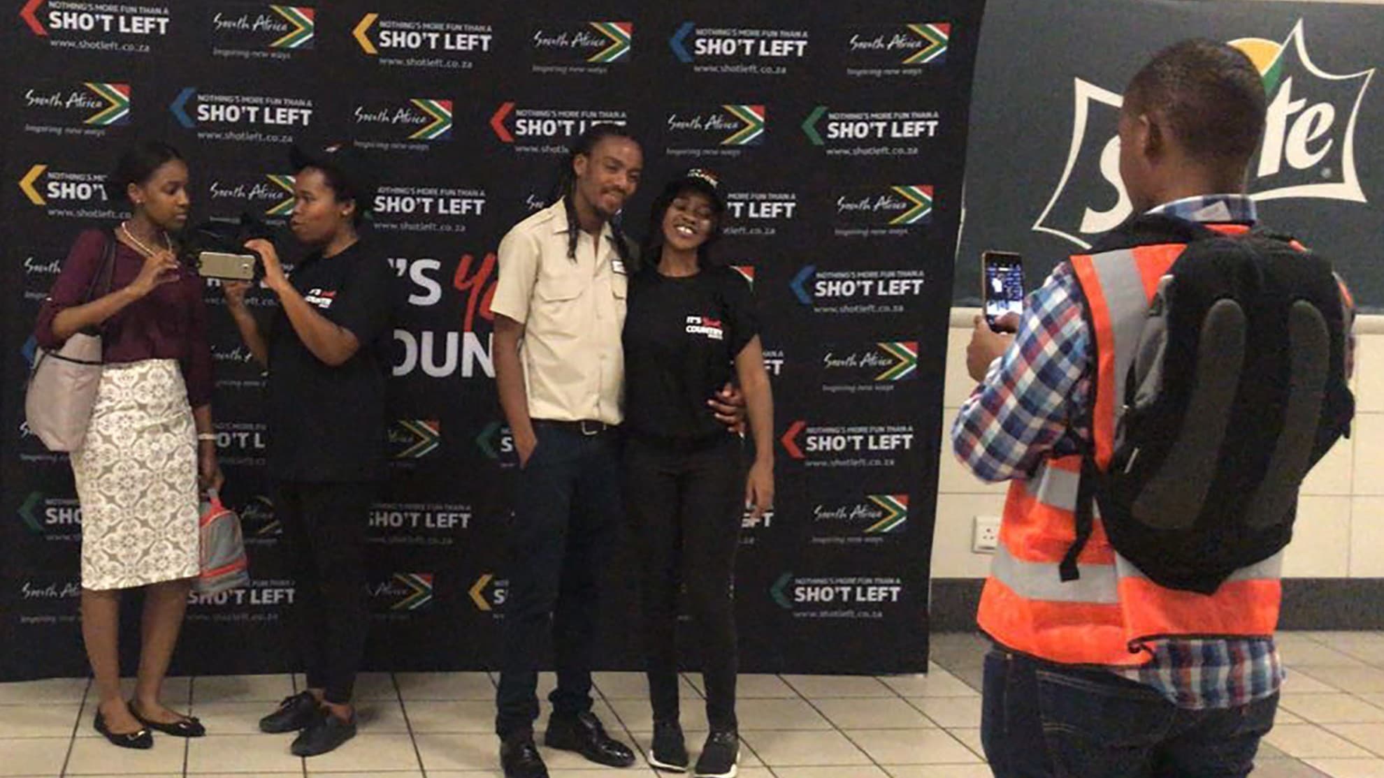 Visitors trying VR at a branded event stand