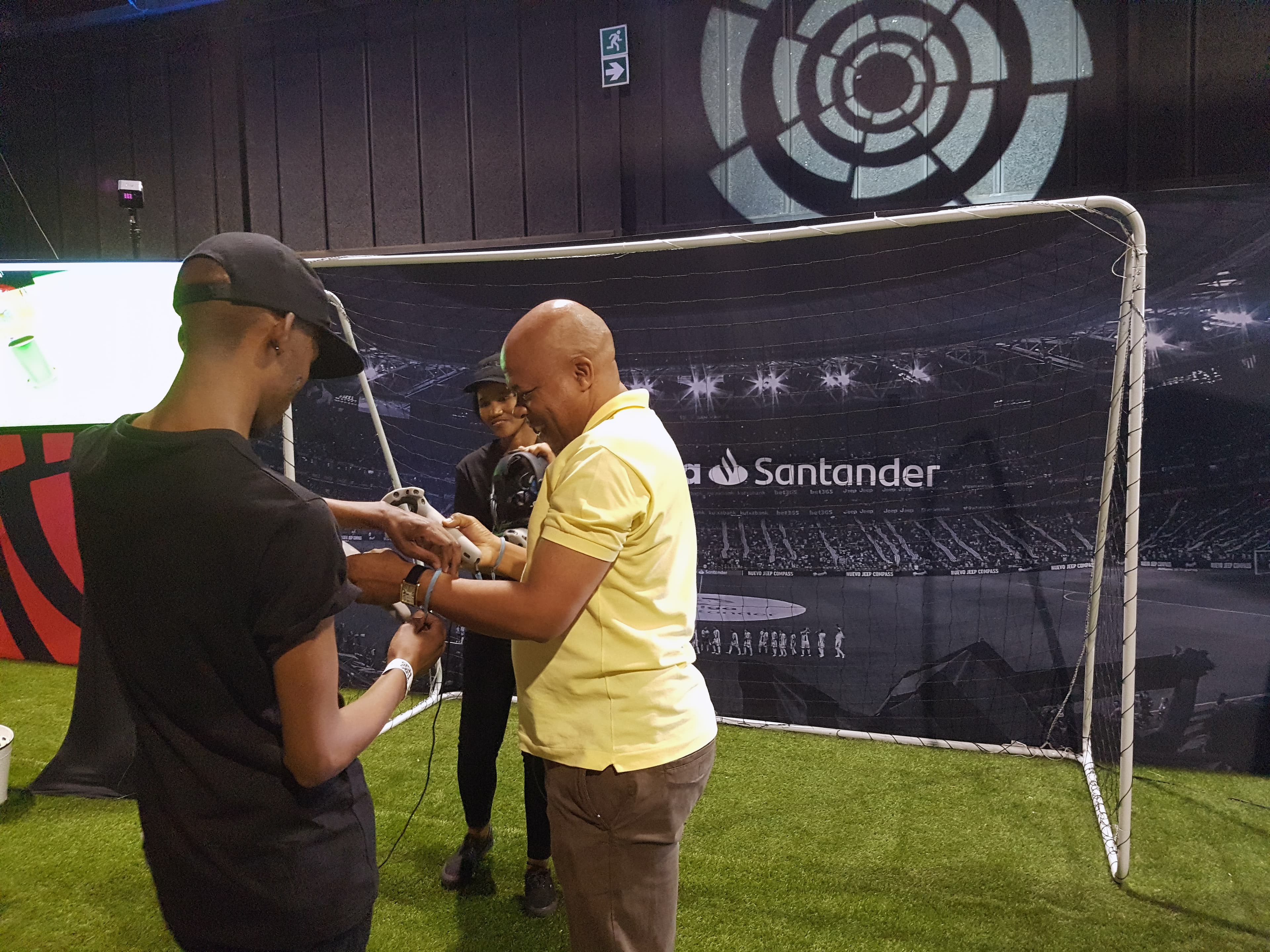 Soccer fans gathered at virtual reality booth