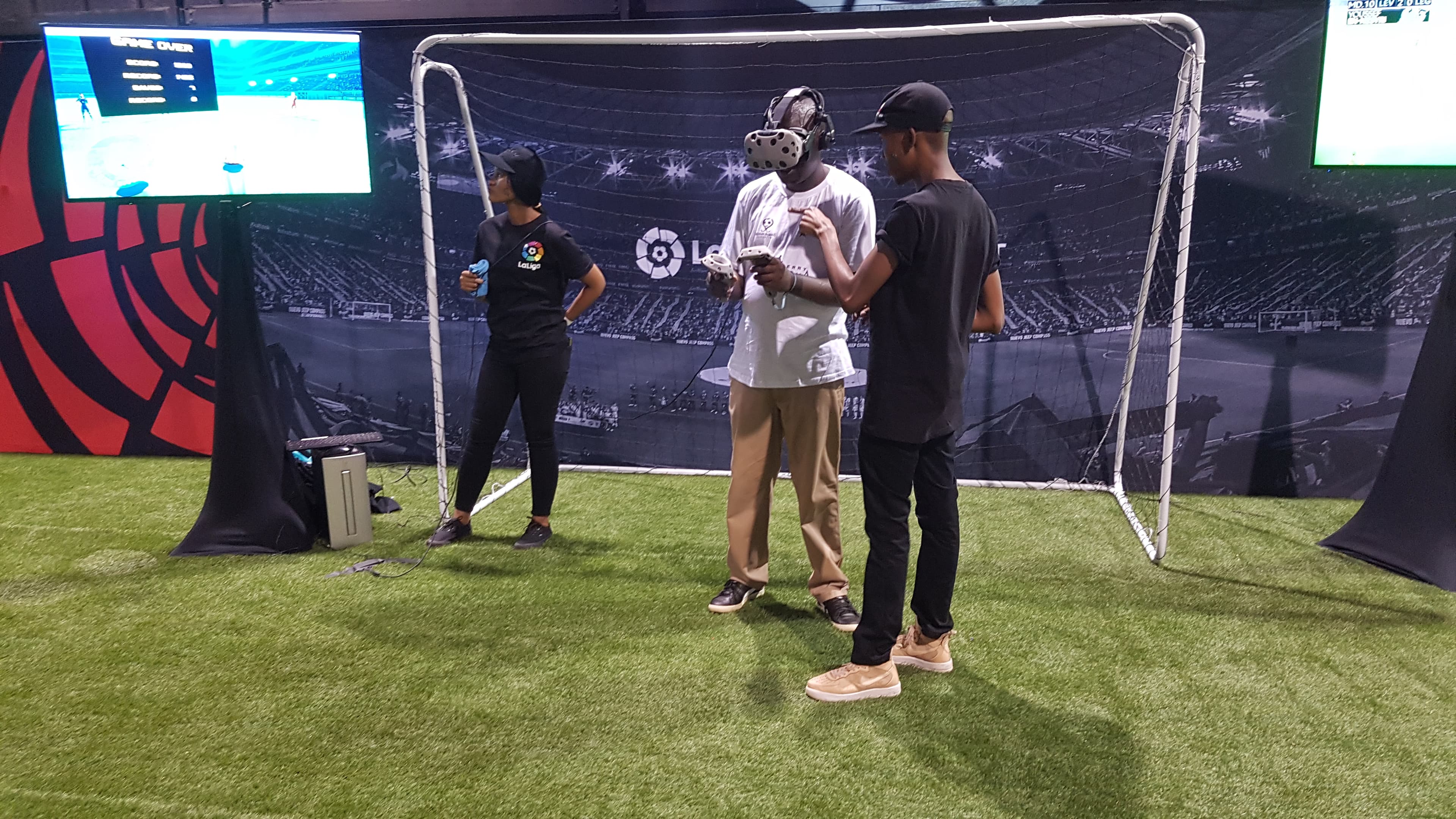 VR soccer gaming booth at La Liga event