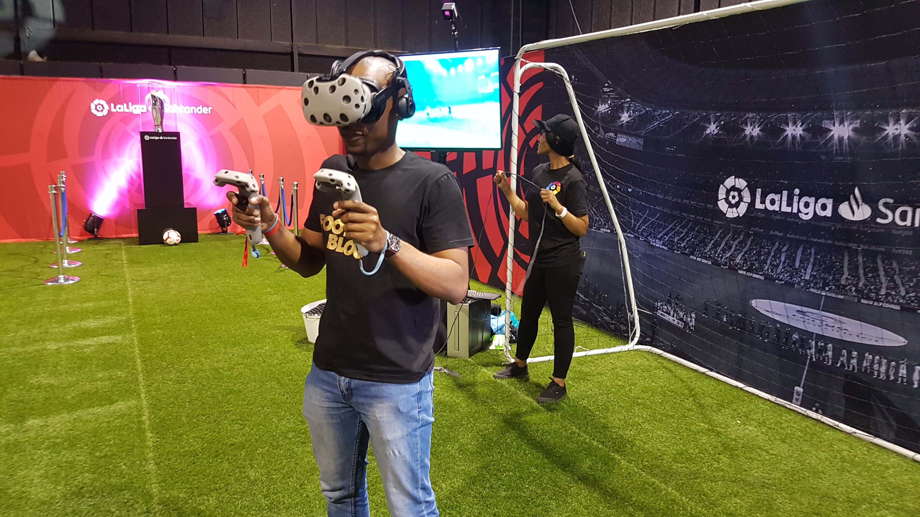 Soccer ball and VR setup