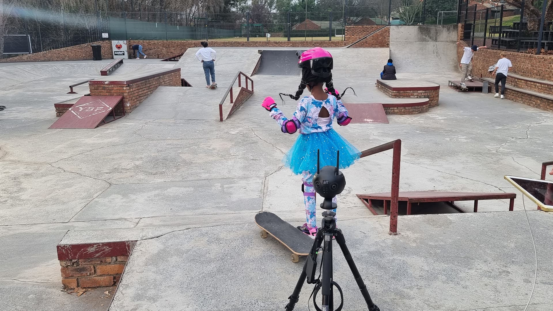 Production crew setting up panoramic scene for Telkom