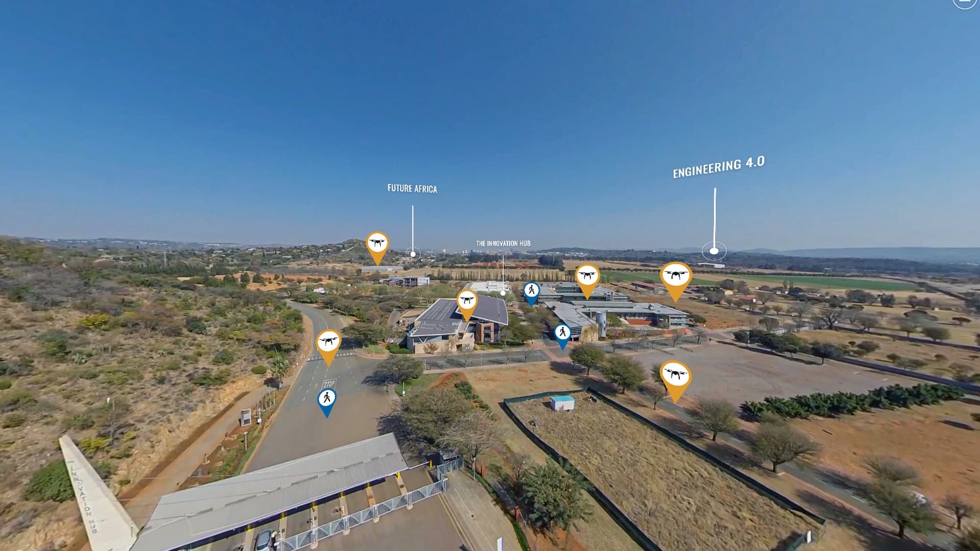 An aerial virtual tour of The Innovation Hub