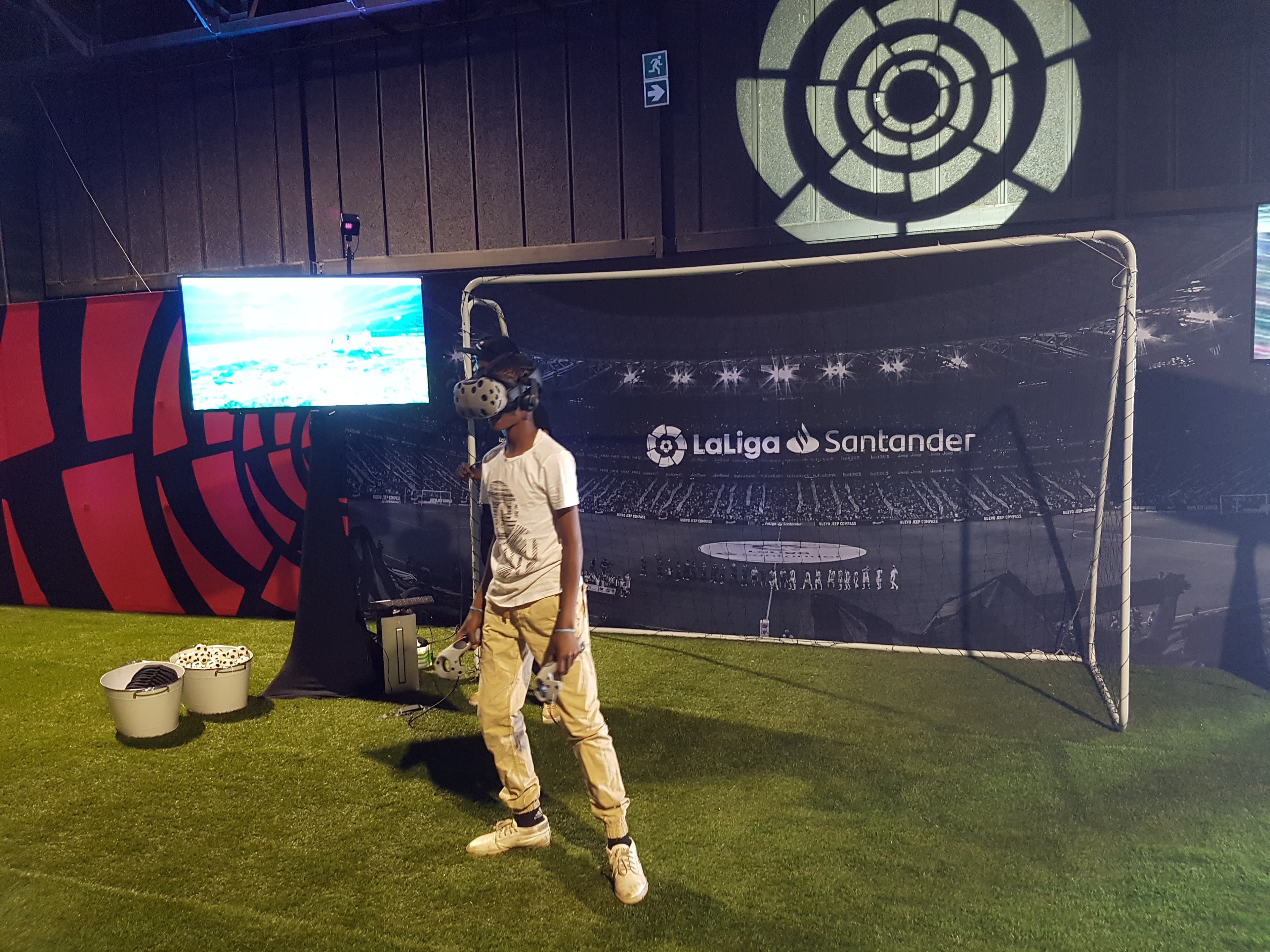 VR soccer gaming setup